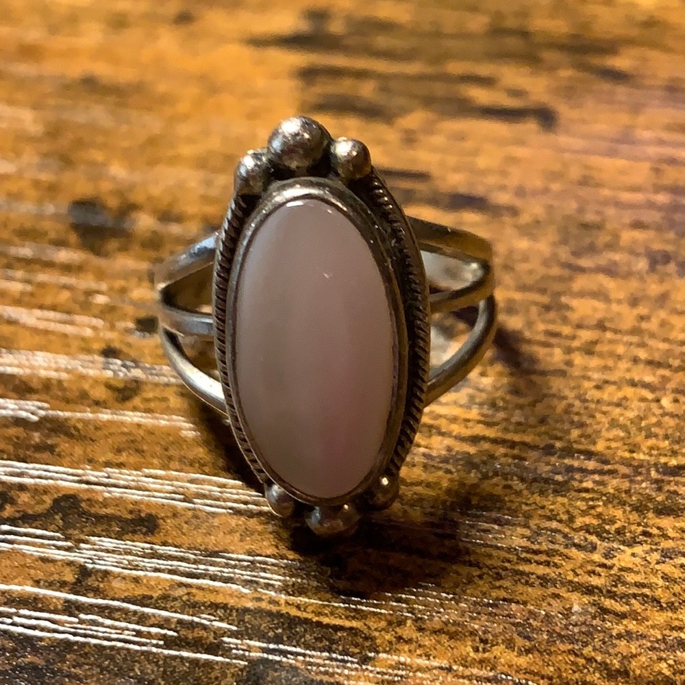 Vintage Sterling Silver JW White Oval Ring